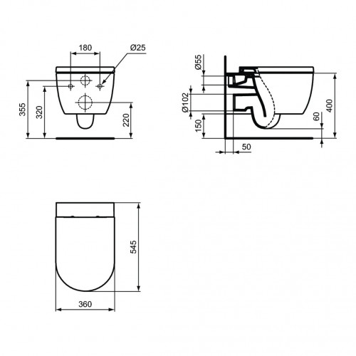 Vaso WC sospeso Blend Curve AquaBlade® bianco lucido - Ideal Standard