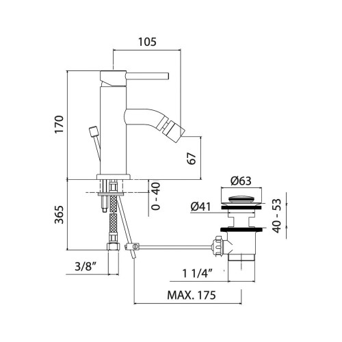 Miscelatore bidet con scarico Pico cromo Mamoli