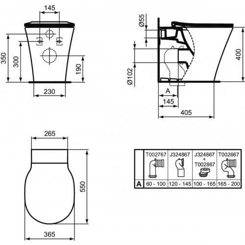 Vaso WC a Terra Connect Air AquaBlade® Bianco Lucido - Ideal Standard