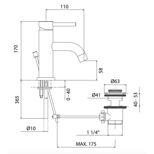 Miscelatore per lavabo con scarico Pico cromo - Mamoli