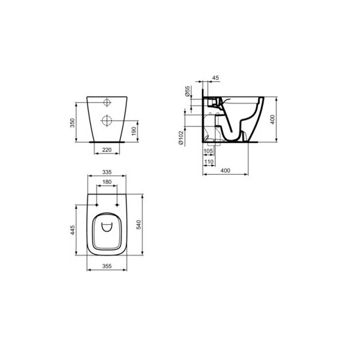 Vaso WC a Terra Filo Muro I.Life B Bianco Lucido - Ideal Standard