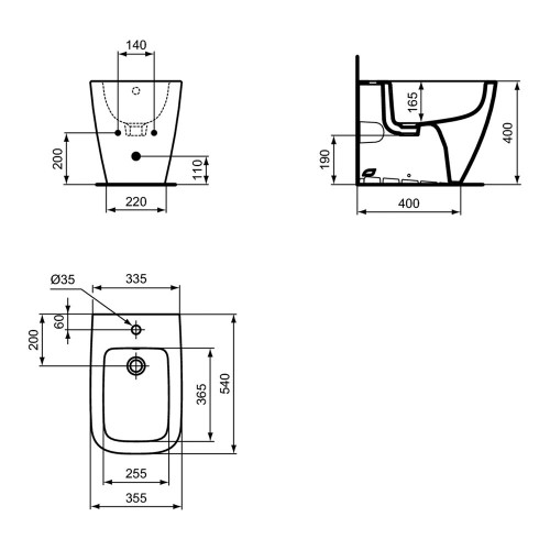 Bidet a Terra Filo Muro I.Life B Bianco Lucido - Ideal Standard