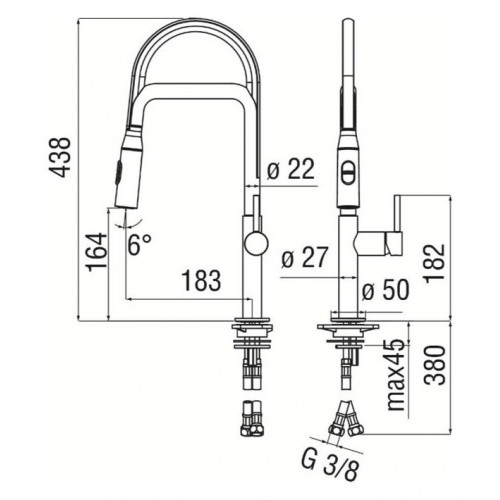 Miscelatore monocomando lavello Acquerelli cromo lucido - Nobili