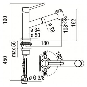 Miscelatore monocomando con doccetta Acquerelli cromo lucido 2