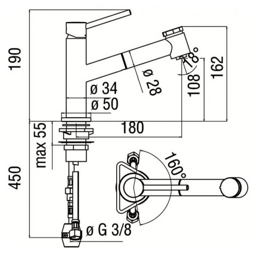 Miscelatore monocomando con doccetta Acquerelli cromo lucido