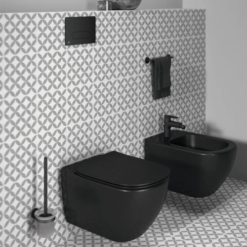 Vaso WC sospeso AquaBlade® Tesi nero opaco con sedile rallentato