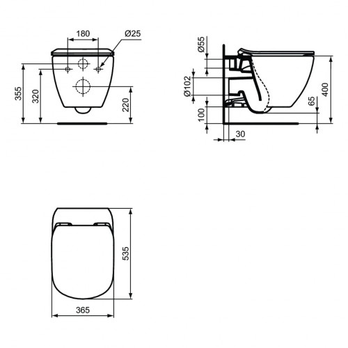 Vaso WC sospeso AquaBlade® Tesi nero opaco con sedile rallentato