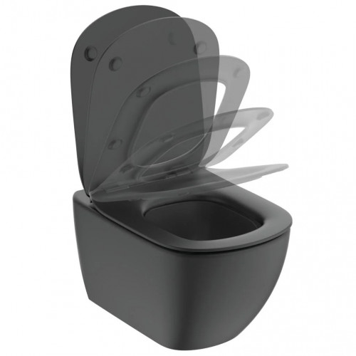 Vaso WC sospeso AquaBlade® Tesi nero opaco con sedile rallentato