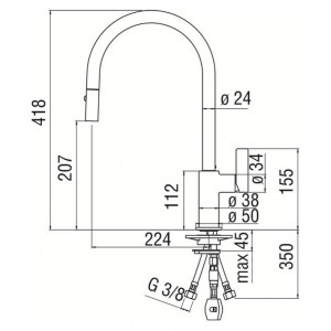 Miscelatore lavello Flag Nobili cromo lucido con doccetta 2 getti 2