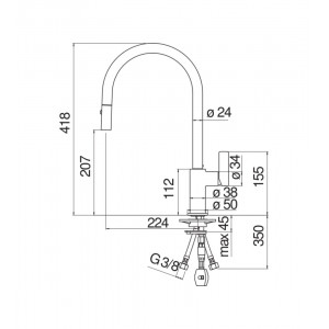 Miscelatore monocomando Flag316 in acciaio inox con doccetta a 2 getti 2