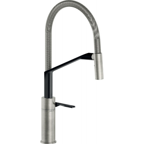 Miscelatore monocomando Heron inox spazzolato e nero opaco - Nobili