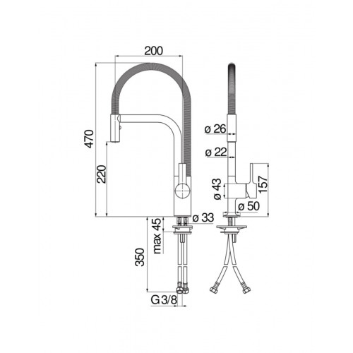 Miscelatore monocomando lavello Master inox spazzolato - Nobili