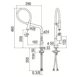 Miscelatore monocomando Lamp nero opaco Nobili con doccetta Meglioalge 2