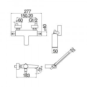 Miscelatore termostatico esterno Nobili Acquaviva cromo per vasca 2
