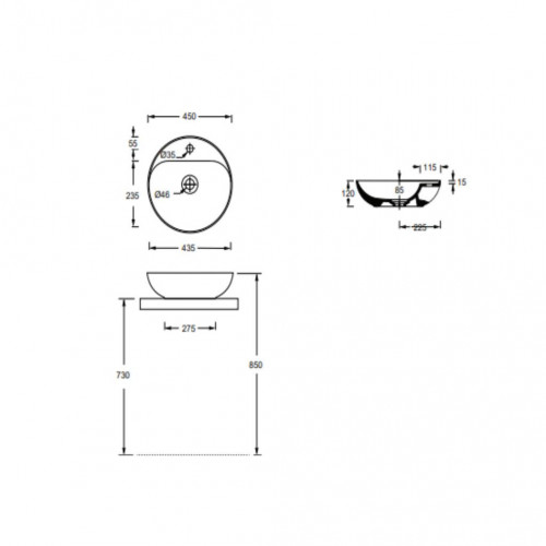 Lavabo tondo monoforo Form in ceramica bianco lucido - Alice Ceramica