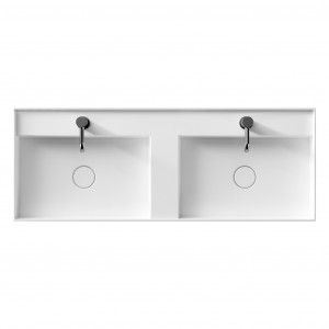 Lavabo sospeso Hide a due vasche in ceramica bianco lucido - Alice Cer