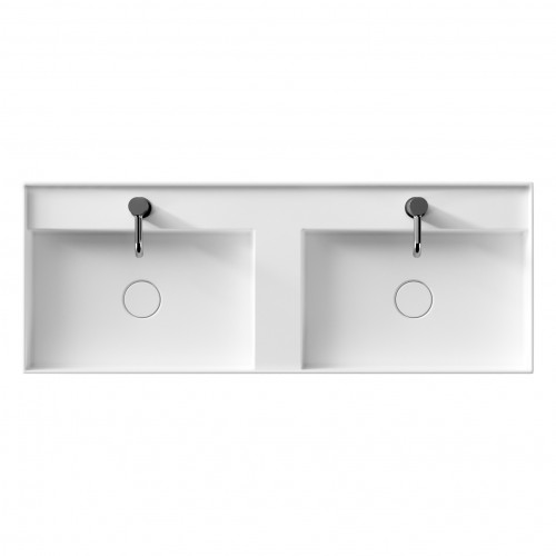 Lavabo sospeso Hide a due vasche in ceramica bianco lucido - Alice Cer