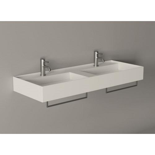Lavabo sospeso Hide a due vasche in ceramica bianco lucido - Alice Cer