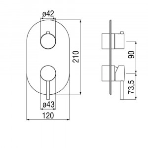 Miscelatore monocomando parte esterna a 2 vie per doccia Live cromo - 2