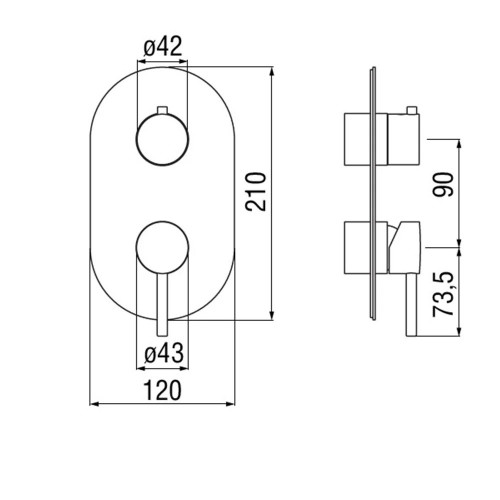 Miscelatore monocomando parte esterna a 2 vie per doccia Live cromo -