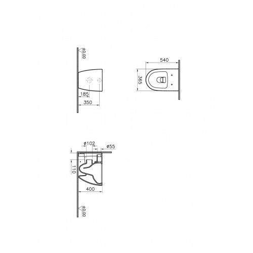 Vaso WC filomuro Sento con bordo rimless bianco - Vitra
