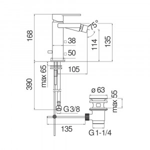 Miscelatore bidet Loop cromo Nobili con scarico | Meglioalge 2