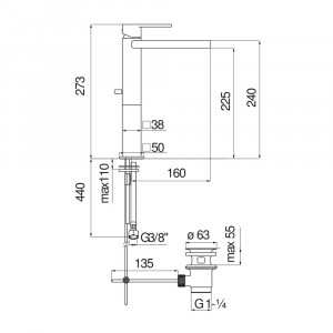 Miscelatore bocca a cascata lavabo alto Loop cromo Nobili | Meglioalge 2