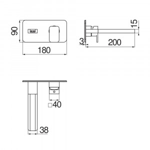 Miscelatore lavabo a parete Loop Nobili cromo – Bocca lunga a cascata 2