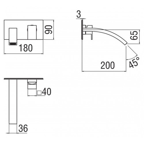 Miscelatore a parete Ray Nobili - Bocca lunga, cromo lucido