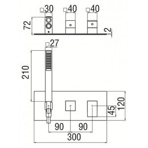 Miscelatore incasso 2 vie Ray cromo lucido Nobili con doccetta 2
