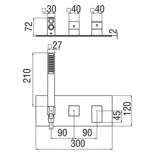 Miscelatore incasso 2 vie Ray cromo lucido Nobili con doccetta