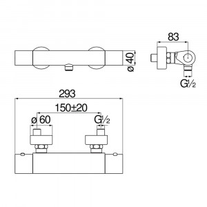 Miscelatore termostatico esterno doccia Seven nero opaco - Nobili 2