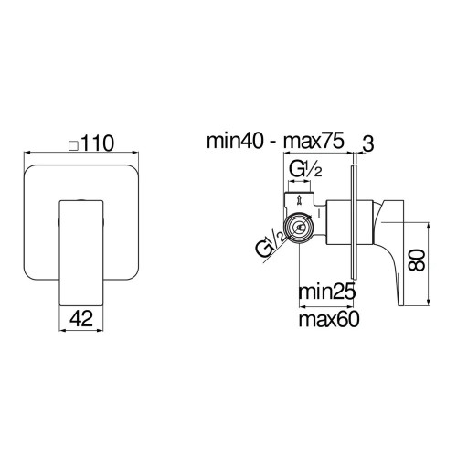 Miscelatore incasso 2 vie doccia Seven nero opaco Nobili | Meglioalge