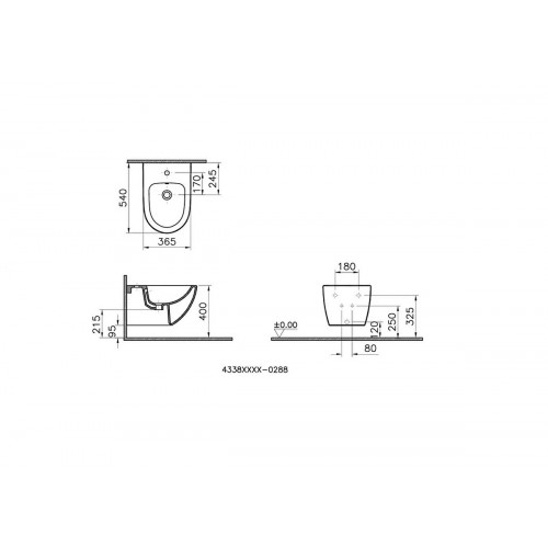Bidet sospeso Sento 54x30,5 cm nero opaco – Vitra
