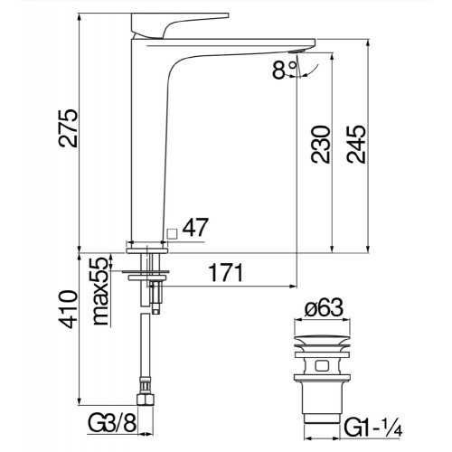 Miscelatore lavabo alto Seven nero opaco Nobili - Design e qualità