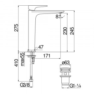 Miscelatore Monocomando Lavabo Alto Seven Cromo Lucido - Nobili 2