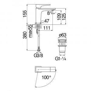 Miscelatore monocomando lavabo Seven nero opaco Nobili | Meglioalge 2