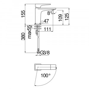 Miscelatore monocomando lavabo Seven H15 cm nero opaco - Nobili 2
