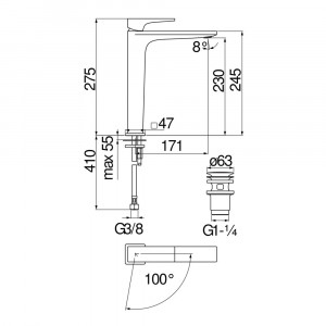 Miscelatore lavabo alto Seven cromo lucido Nobili | Risparmio energeti 2
