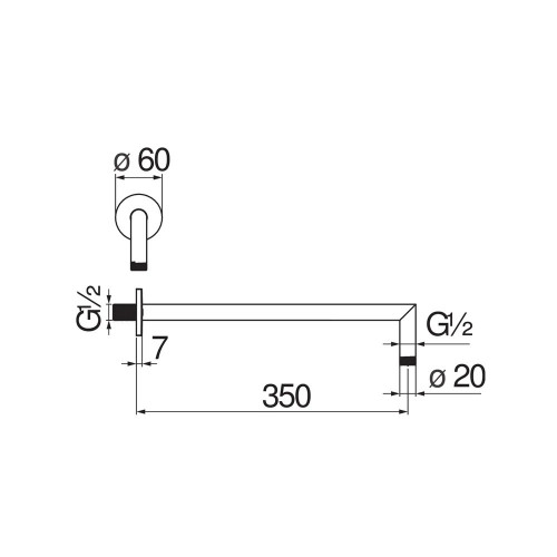 Braccio doccia a parete P.35 cm Velis cromo lucido - Nobili