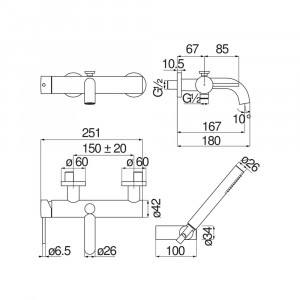 Miscelatore vasca esterno Velis cromo lucido - Nobili | Meglioalge 2
