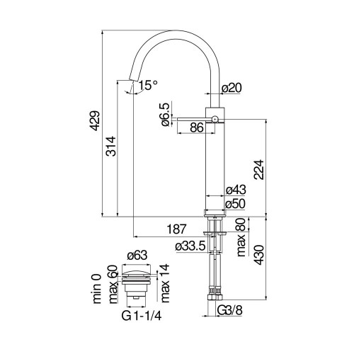 Miscelatore lavabo alto Velis cromo lucido Nobili - Acquista online