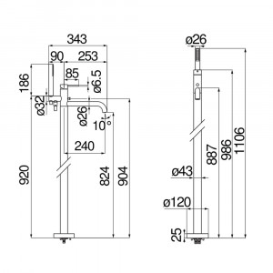 Miscelatore a pavimento Velis cromo lucido - Nobili | Meglioalge 2