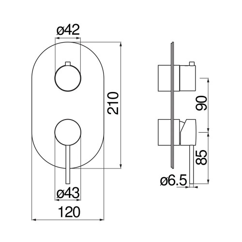 Miscelatore doccia incasso 2 vie Velis cromo lucido - Nobili