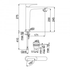 Miscelatore lavabo Yoyo cromo lucido Nobili con scarico push 2