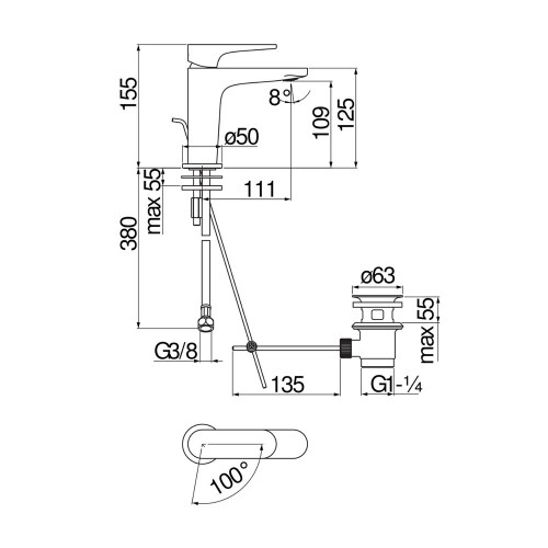 Miscelatore monocomando lavabo Yoyo cromo lucido - Nobili | Meglioalge
