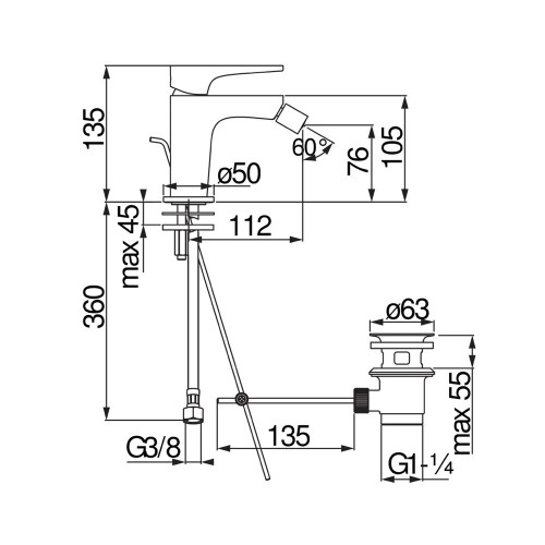 Miscelatore monocomando per bidet Yoyo cromo lucido - Nobili