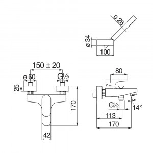 Miscelatore monocomando vasca Yoyo cromo lucido Nobili con doccia 2