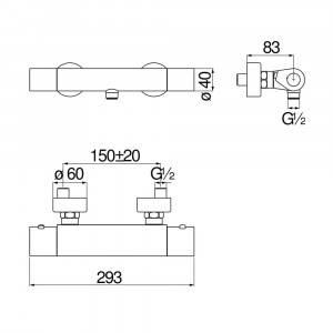 Miscelatore termostatico esterno doccia Yoyo cromo - Nobili | Meglioal 2