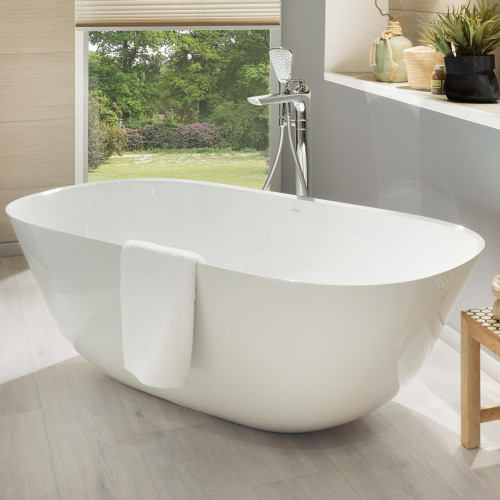 Vasca Freestanding Ovale 175x80x50,6 cm Theano Bianco Lucido - Villero